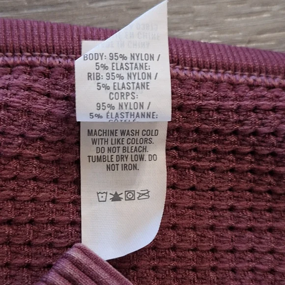 Offline by Aerie Waffle Knit Henley Cropped Nylon Top in Mauve - Picture 5 of 6